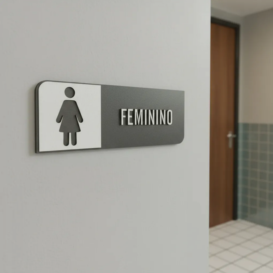 Placa de Sinalização Indicativa MDF 3D - WC Feminino